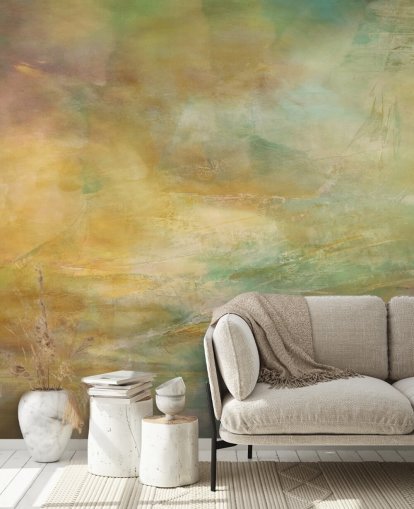 mural abstracto personalizable llamado Where Golden Light Wanders de la artista Annette Schmucker mural abstracto personalizable llamado Where Golden Light Wanders de la artista Annette Schmucker