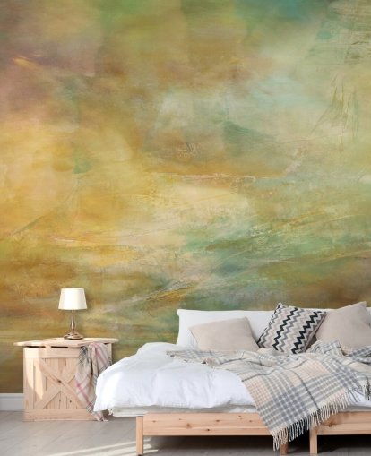 aanpasbare abstracte muurschildering genaamd Where Golden Light Wanders van kunstenaar Annette Schmucker aanpasbare abstracte muurschildering genaamd Where Golden Light Wanders van kunstenaar Annette Schmucker