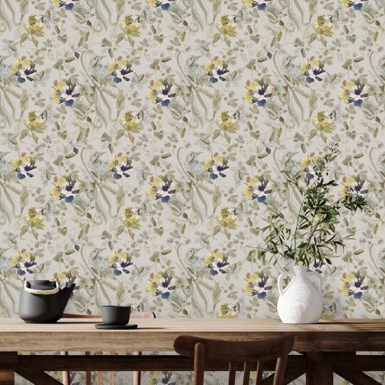 Crema antica Bird and Blossom Carta da parati con uccelli