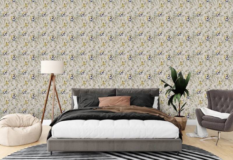 Bird and Blossom Antique Cream Bird Wallpaper