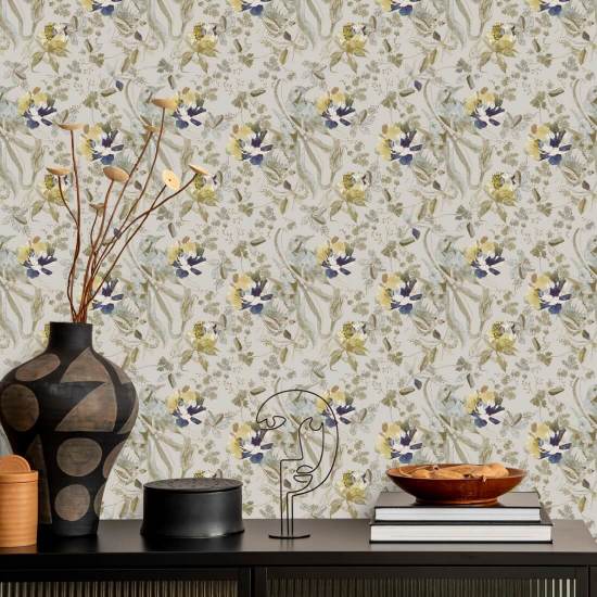 Bird and Blossom Antique Cream Bird Wallpaper