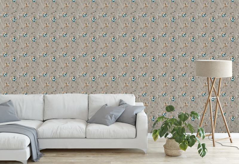 Bird and Blossom Taupe Papel pintado floral
