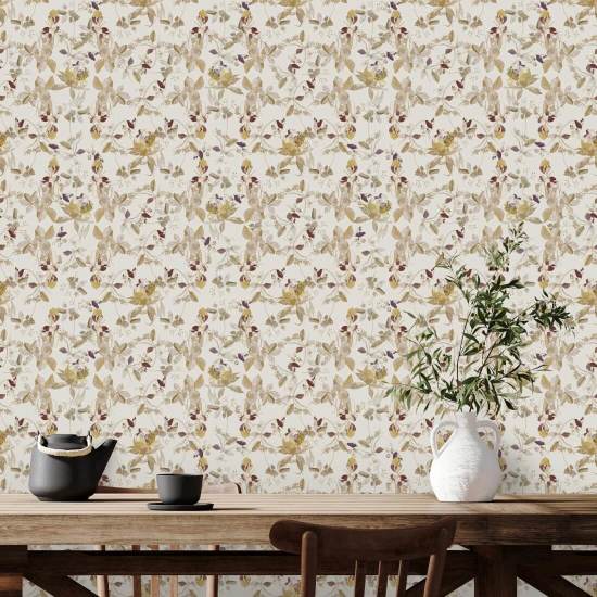 Crème Antique Botanical Blossom Papier peint botanique