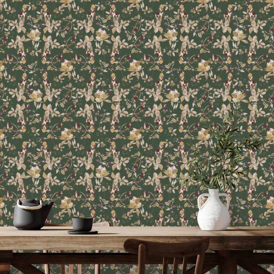 Botanisk Blossom Forest Green Natur tapet