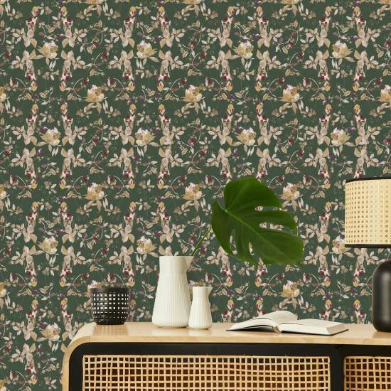 Botanical Blossom Forest Green Fondo de pantalla de naturaleza