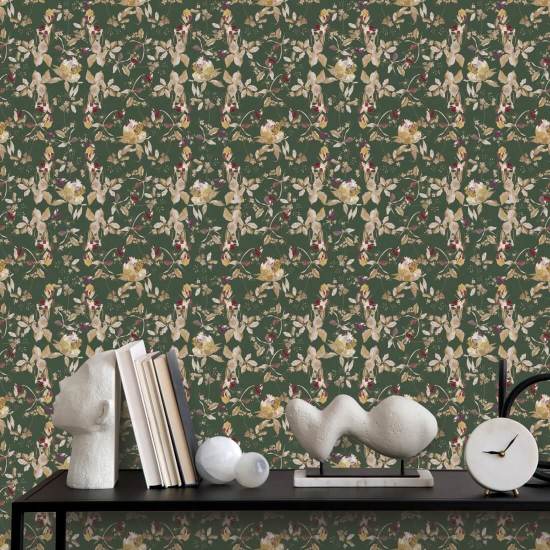Botanical Blossom Forest Green Fondo de pantalla de naturaleza