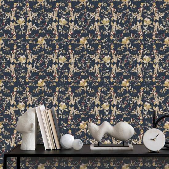 Botanical Blossom Navy Kukka taustakuva
