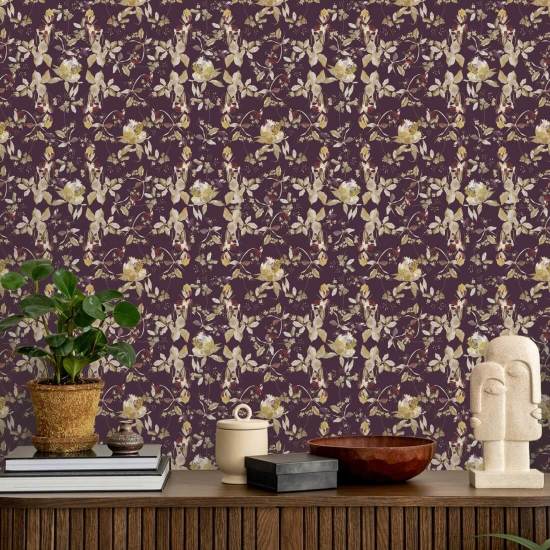 Botanical Blossom Plum Purple Nature Wallpaper