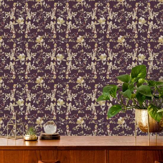 Botanical Blossom Plum Purple Nature Wallpaper