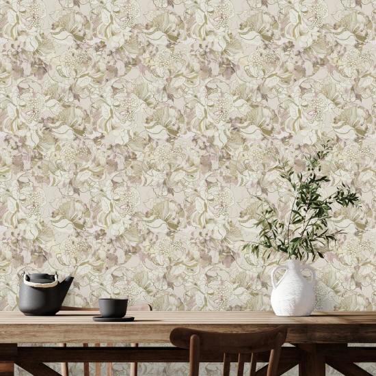 Peony Blush Neutral Floral Wallpaper