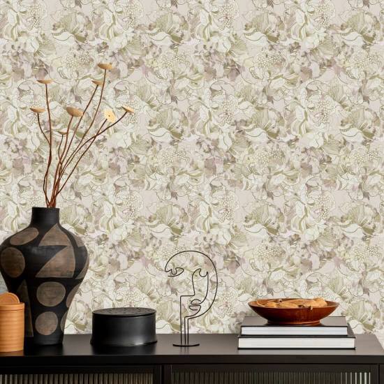 Peony Blush Neutral Floral Wallpaper