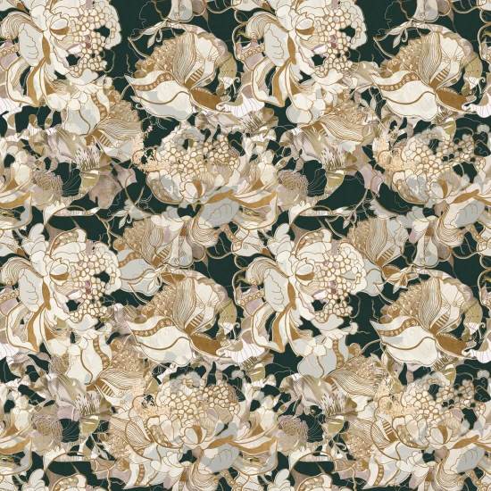 Peony Blush Dark Botanical Abstrakte Tapete