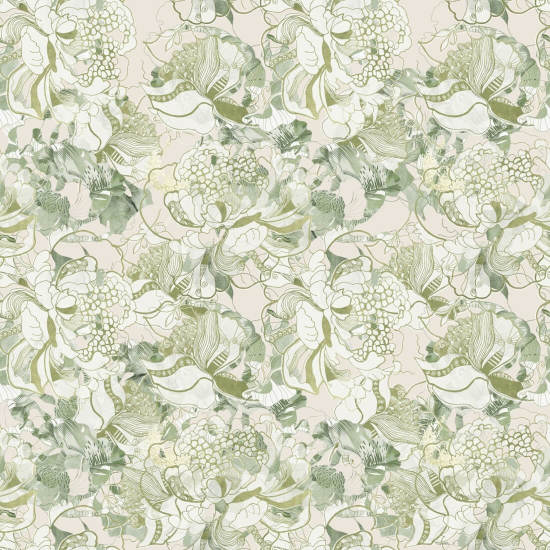 Rubor de peonía, salvia suave Papel pintado floral