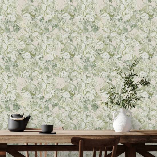 Peony Blush Soft Sage Blomstertapet