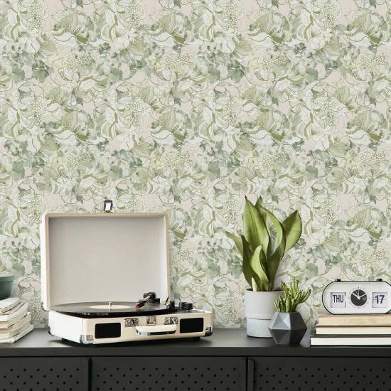 Fard à joues à la pivoine Soft Sage Papier peint floral