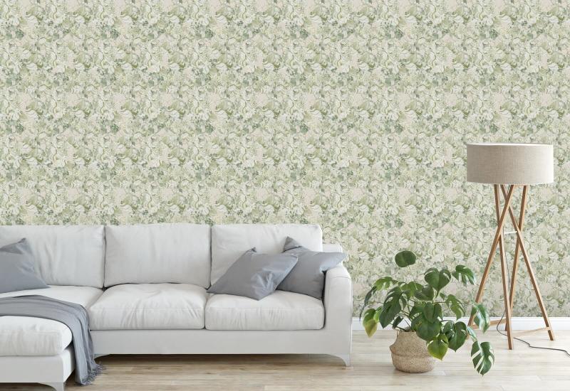 Peony Blush Soft Sage Blumentapete