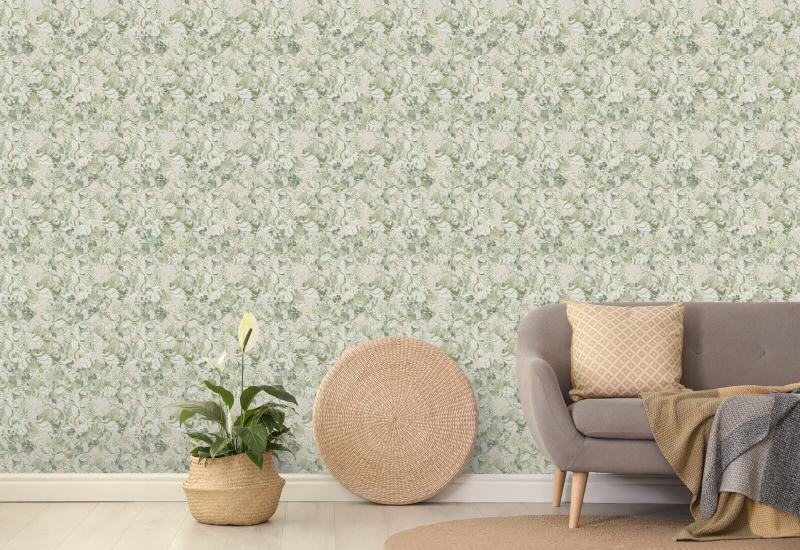 Fard Peony Soft Sage Carta da parati floreale
