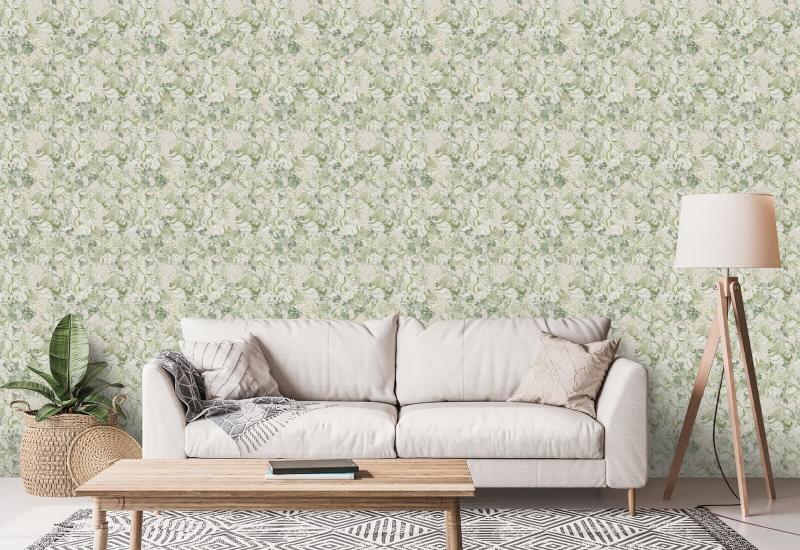 Fard Peony Soft Sage Carta da parati floreale