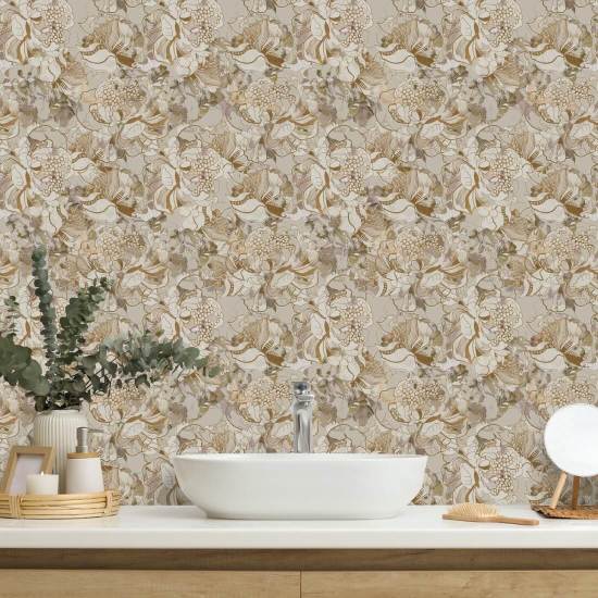Peony Blush Vintage Cream Abstract Wallpaper