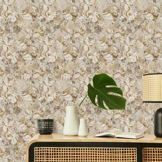 Creme vintage Peony Blush papel de parede abstrato