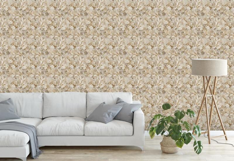 Peony Blush Vintage Cream Abstract Wallpaper