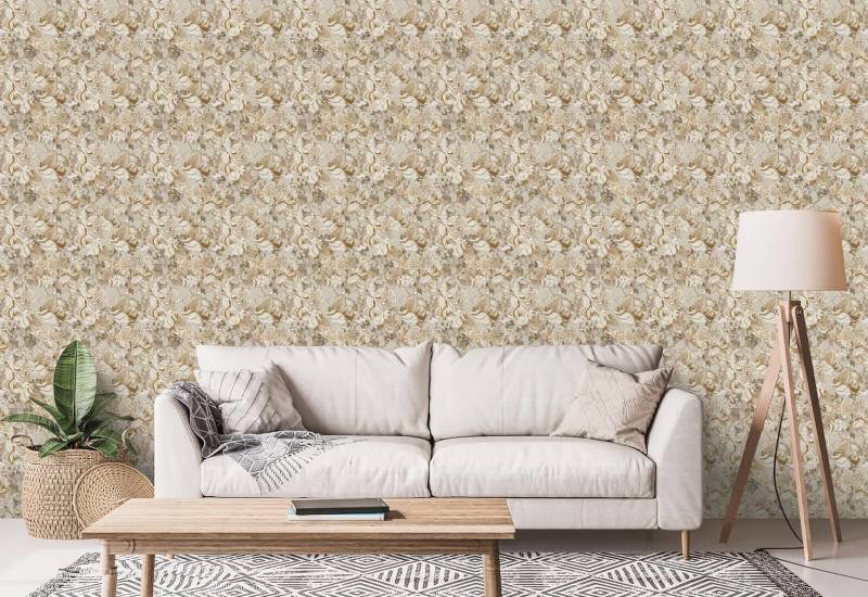 Peony Blush Vintage Cream Abstract Wallpaper