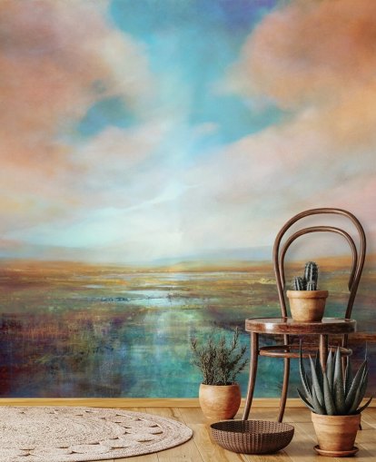 murale paesaggistico astratto personalizzato chiamato On Sunny Days di Annette Schmucker murale paesaggistico astratto personalizzato chiamato On Sunny Days di Annette Schmucker