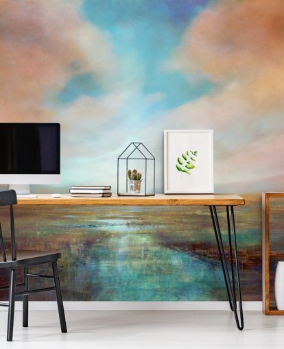 custom abstract landscape mural called On Sunny Days by Annette Schmucker custom abstract landscape mural called On Sunny Days by Annette Schmucker