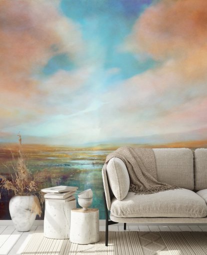 custom abstract landscape mural called On Sunny Days by Annette Schmucker custom abstract landscape mural called On Sunny Days by Annette Schmucker