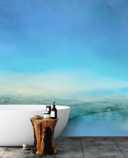 customisable blue landscape mural called Blue Cliff by Annette Schmucker customisable blue landscape mural called Blue Cliff by Annette Schmucker