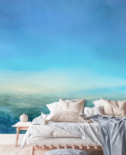customisable blue landscape mural called Blue Cliff by Annette Schmucker customisable blue landscape mural called Blue Cliff by Annette Schmucker