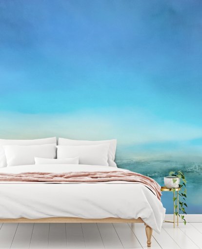 murale con paesaggio blu personalizzabile chiamato Blue Cliff di Annette Schmucker murale con paesaggio blu personalizzabile chiamato Blue Cliff di Annette Schmucker