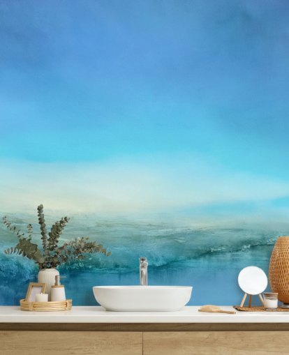 customisable blue landscape mural called Blue Cliff by Annette Schmucker customisable blue landscape mural called Blue Cliff by Annette Schmucker