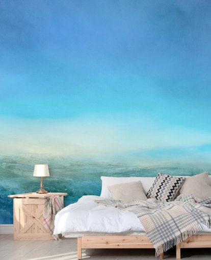 personalisierbares blaues Landschaftsgemälde namens Blue Cliff von Annette Schmucker