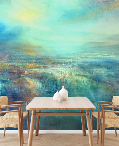 made to measure blue abstract wall mural called Daybreak by Annette Schmucker made to measure blue abstract wall mural called Daybreak by Annette Schmucker