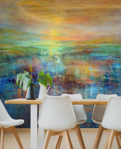 blue and orange customisable abstract mural called Daydream by Annette Schmucker