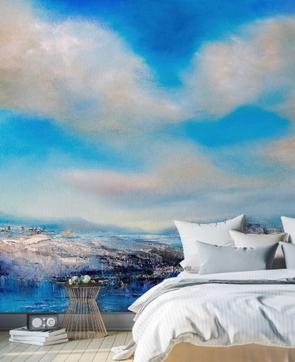 customisable abstract cloud wall mural called The Blue River by Annette Schmucker