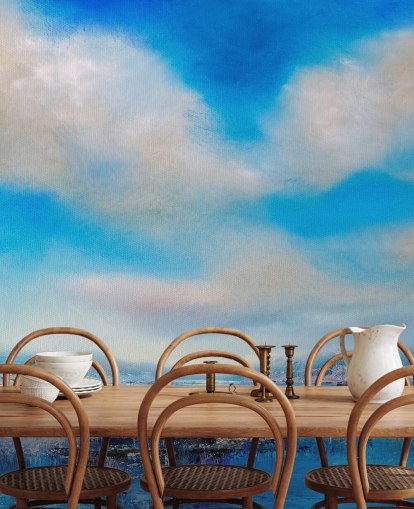 murale a parete con nuvole astratte personalizzabile chiamato The Blue River di Annette Schmucker