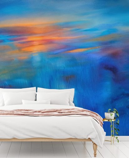 customisable blue abstract mural called Flow II by Annette Schmucker customisable blue abstract mural called Flow II by Annette Schmucker