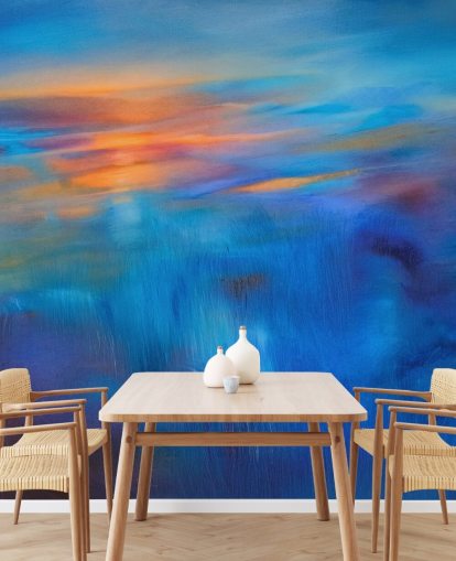 customisable blue abstract mural called Flow II by Annette Schmucker customisable blue abstract mural called Flow II by Annette Schmucker