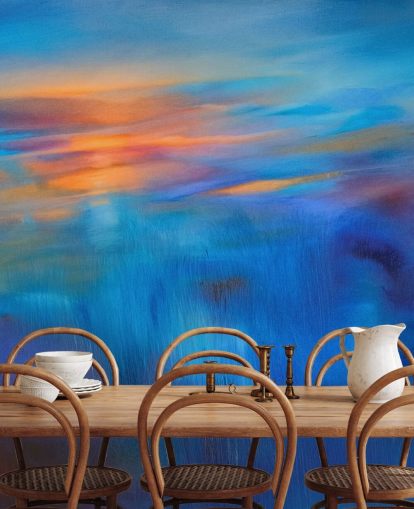 customisable blue abstract mural called Flow II by Annette Schmucker customisable blue abstract mural called Flow II by Annette Schmucker