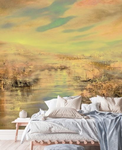 kundenspezifisches abstraktes Wandbild aus Gold namens Golden Evening Light von Annette Schmucker kundenspezifisches abstraktes Wandbild aus Gold namens Golden Evening Light von Annette Schmucker
