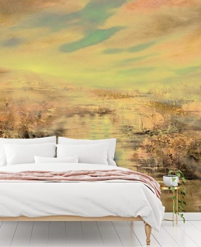 custom gold abstract mural called Golden Evening Light by Annette Schmucker custom gold abstract mural called Golden Evening Light by Annette Schmucker
