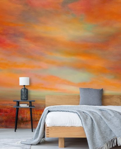 orange and red customisable abstract mural called Glorious Evenings by Annette Schmucker orange and red customisable abstract mural called Glorious Evenings by Annette Schmucker