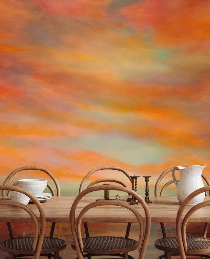 peinture murale abstraite personnalisable orange et rouge intitulée Glorious Evenings d'Annette Schmucker peinture murale abstraite personnalisable orange et rouge intitulée Glorious Evenings d'Annette Schmucker