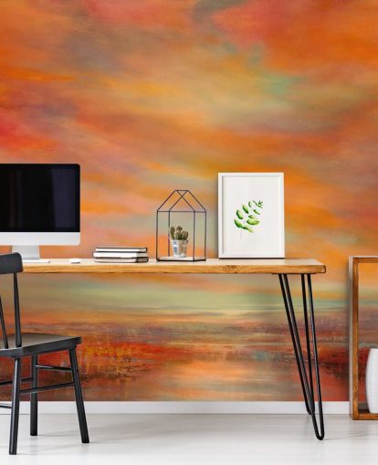 orange and red customisable abstract mural called Glorious Evenings by Annette Schmucker orange and red customisable abstract mural called Glorious Evenings by Annette Schmucker