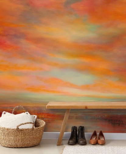 orange and red customisable abstract mural called Glorious Evenings by Annette Schmucker