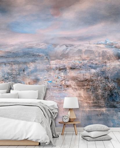 mural abstrato rosa personalizado chamado Iceland Early Sun Panoramic de Annette Schmucker para quartos e salas de estar mural abstrato rosa personalizado chamado Iceland Early Sun Panoramic de Annette Schmucker para quartos e salas de estar