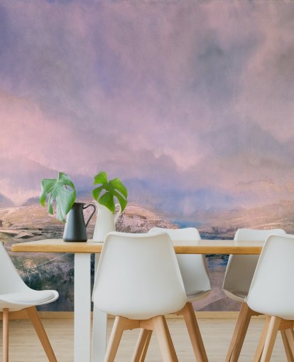 anpassningsbar pastell abstrakt väggmålning kallad Iceland Early Sun av Annette Schmucker för sovrum