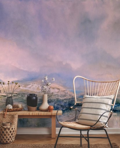 peinture murale abstraite pastel personnalisable intitulée Iceland Early Sun d'Annette Schmucker pour les chambres